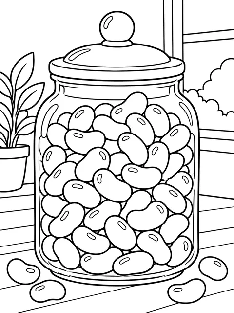 Jar of jelly beans coloring page