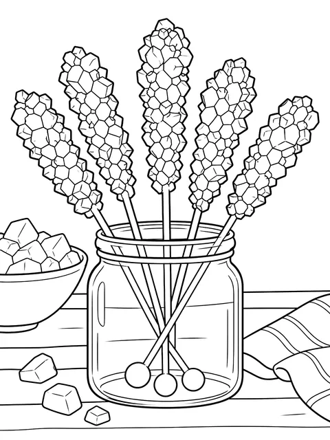 Rock candy sticks coloring page