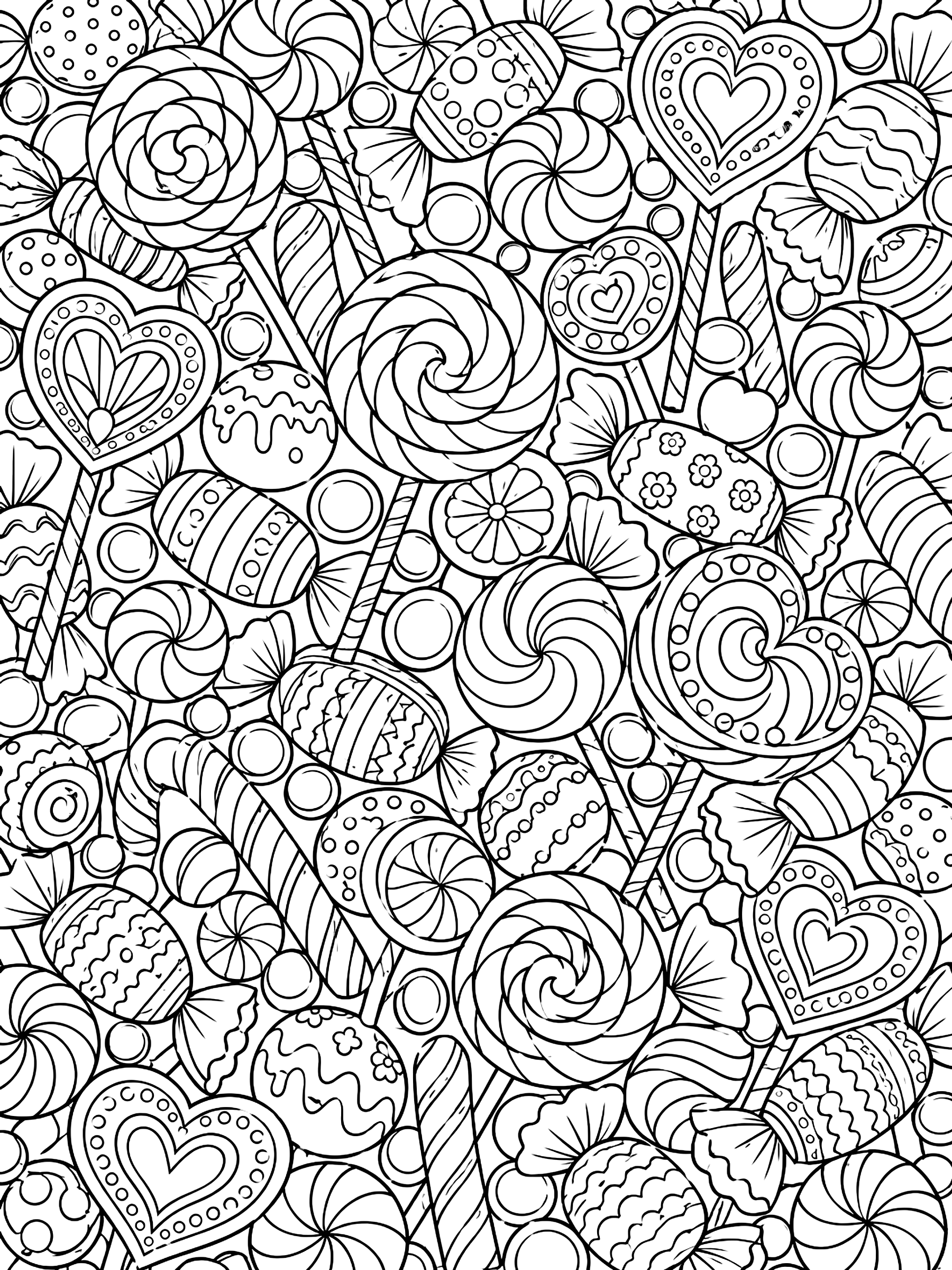 Detailed Candy pattern page coloring page