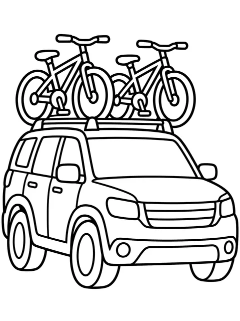 Easy Family SUV with bikes on the roof coloring page
