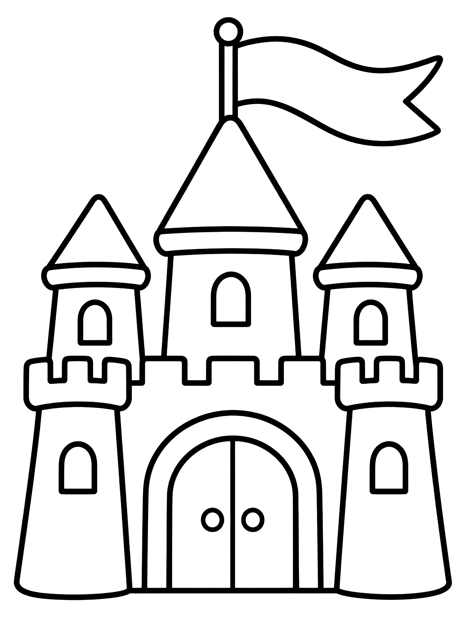 Easy Castle with one big flag coloring page