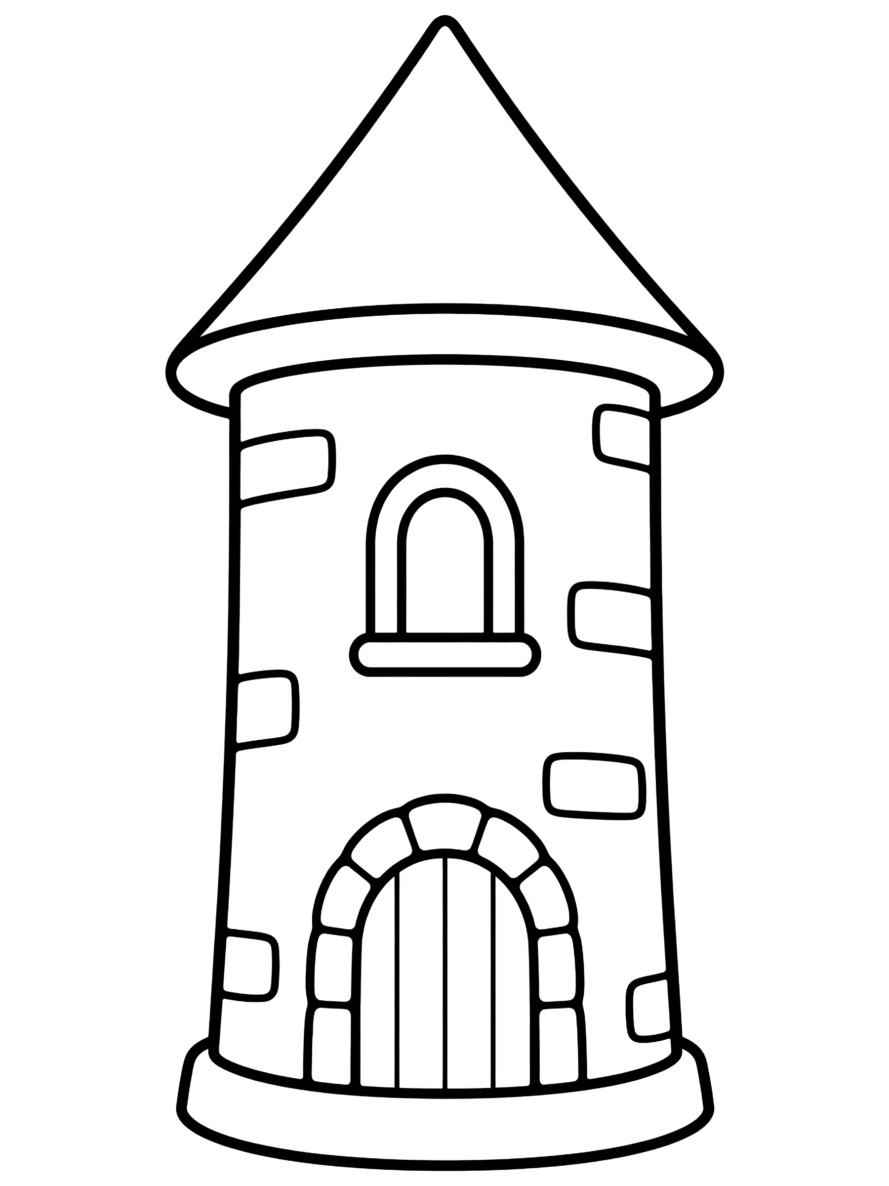 Easy Round tower with a cone roof coloring page