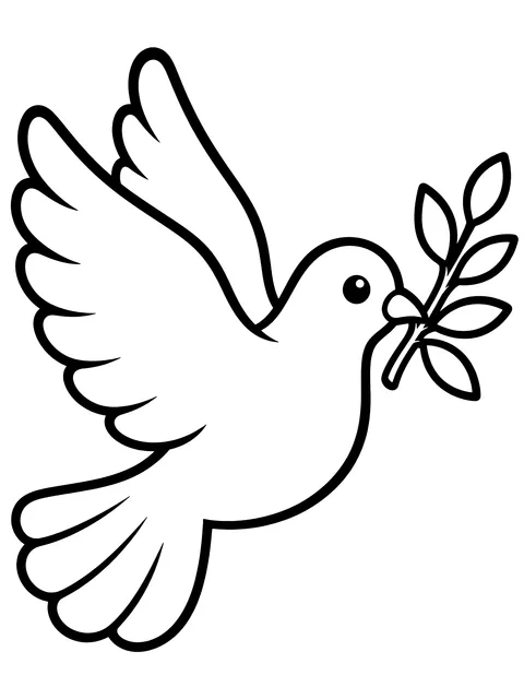 Easy Dove with an olive branch coloring page