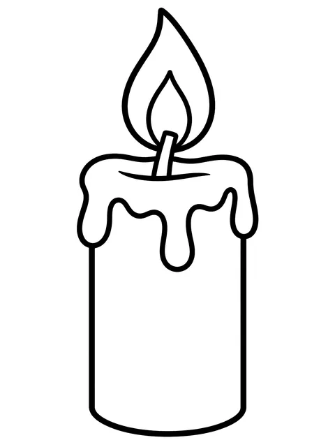 Easy Candle with a flame coloring page