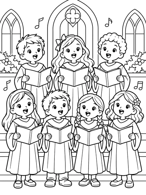 Children's choir coloring page