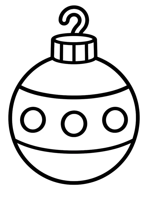 Easy Round bauble with a cap and hook coloring page