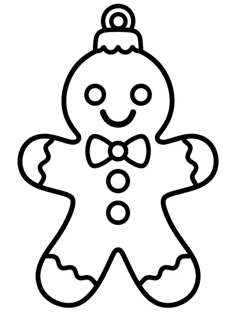 Easy Gingerbread person ornament coloring page