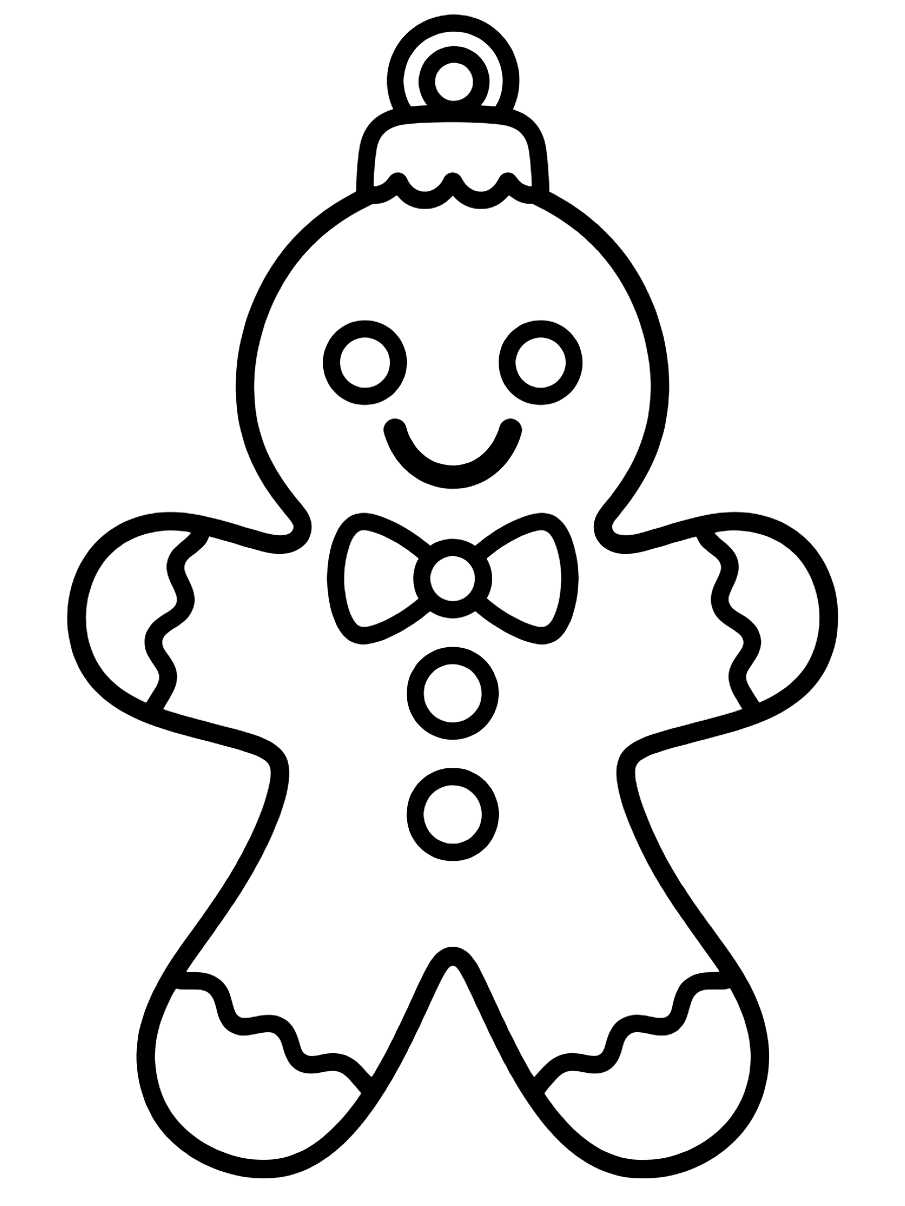 Easy Gingerbread person ornament coloring page