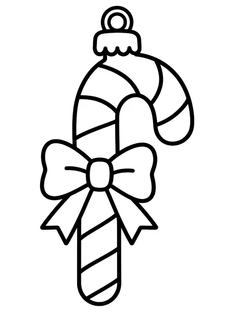 Easy Candy cane ornament coloring page