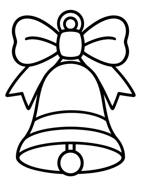Easy Bell ornament with a bow coloring page