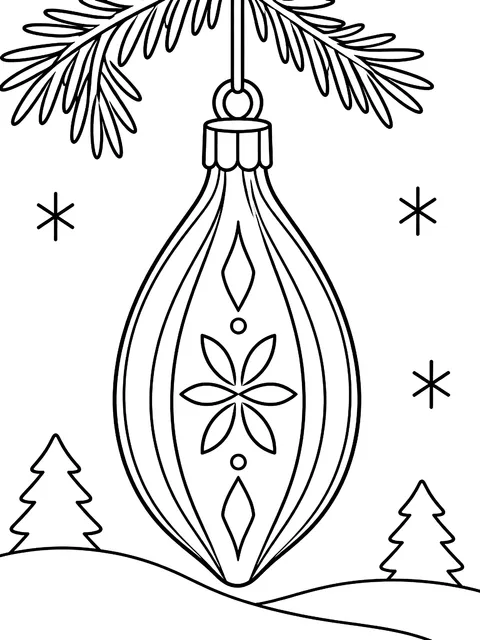 Teardrop glass ornament coloring page