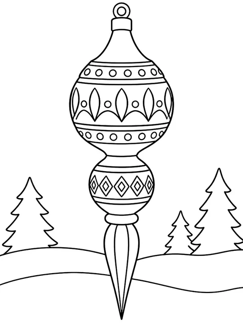Long finial ornament with pattern bands coloring page