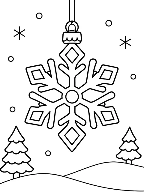 Snowflake ornament coloring page