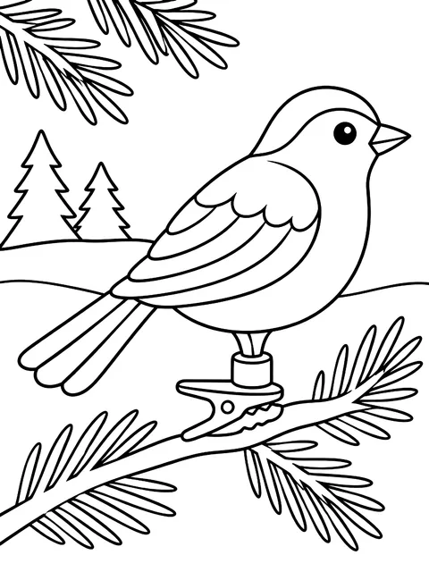 Clip-on bird ornament coloring page