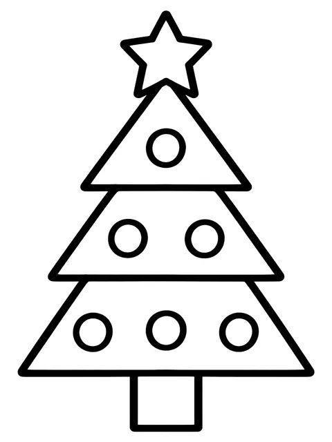 Easy Simple triangle Christmas tree coloring page
