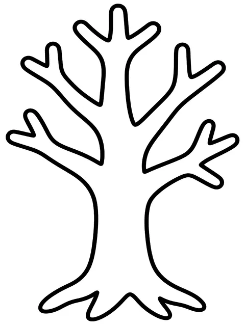 Easy Bare tree to decorate coloring page