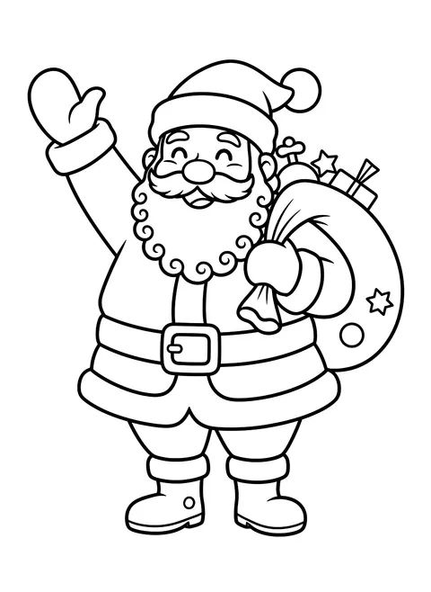 Easy Santa Claus waving coloring page