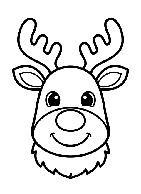 Easy Reindeer face coloring page