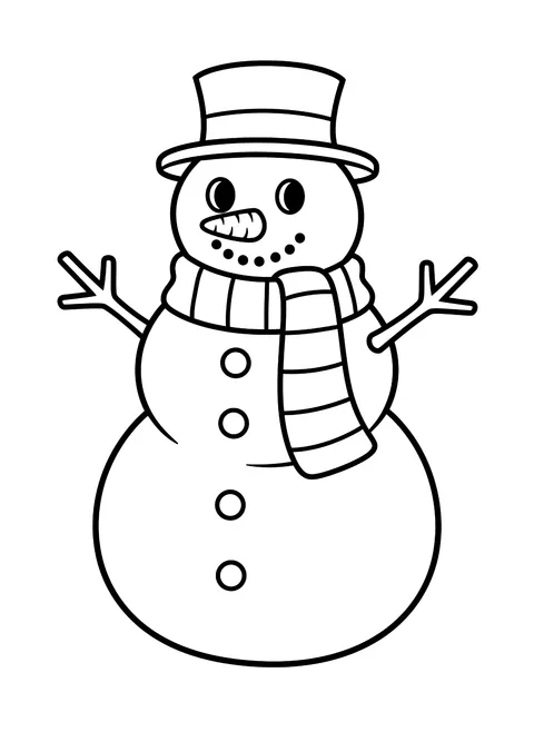 Easy Snowman with a scarf coloring page