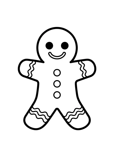 Easy Gingerbread man coloring page