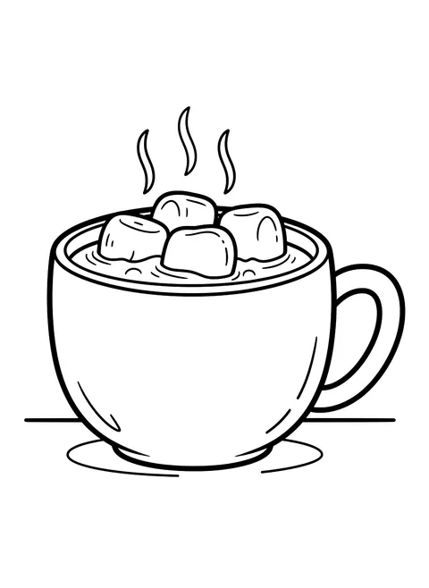 Easy Hot cocoa with marshmallows coloring page