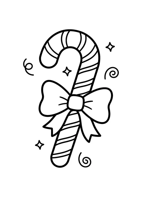 Easy Candy canes and bows coloring page