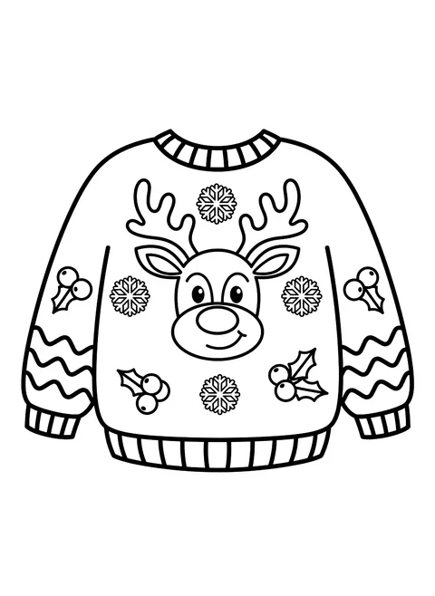 Easy Design your own Christmas sweater coloring page
