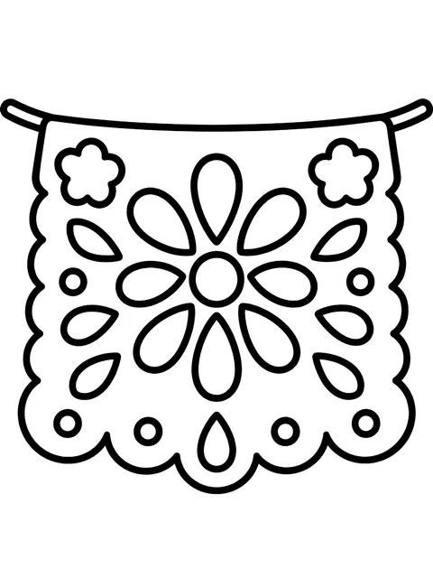 Easy Papel picado banner coloring page