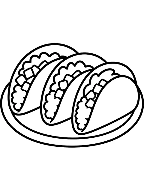 Easy Plate of tacos coloring page