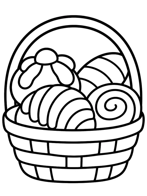 Easy Basket of pan dulce coloring page