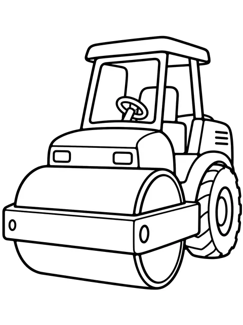 Easy Road roller coloring page