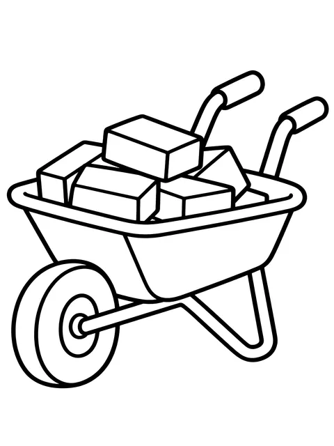 Easy Wheelbarrow full of bricks coloring page