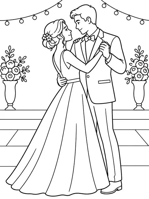 Wedding first dance coloring page
