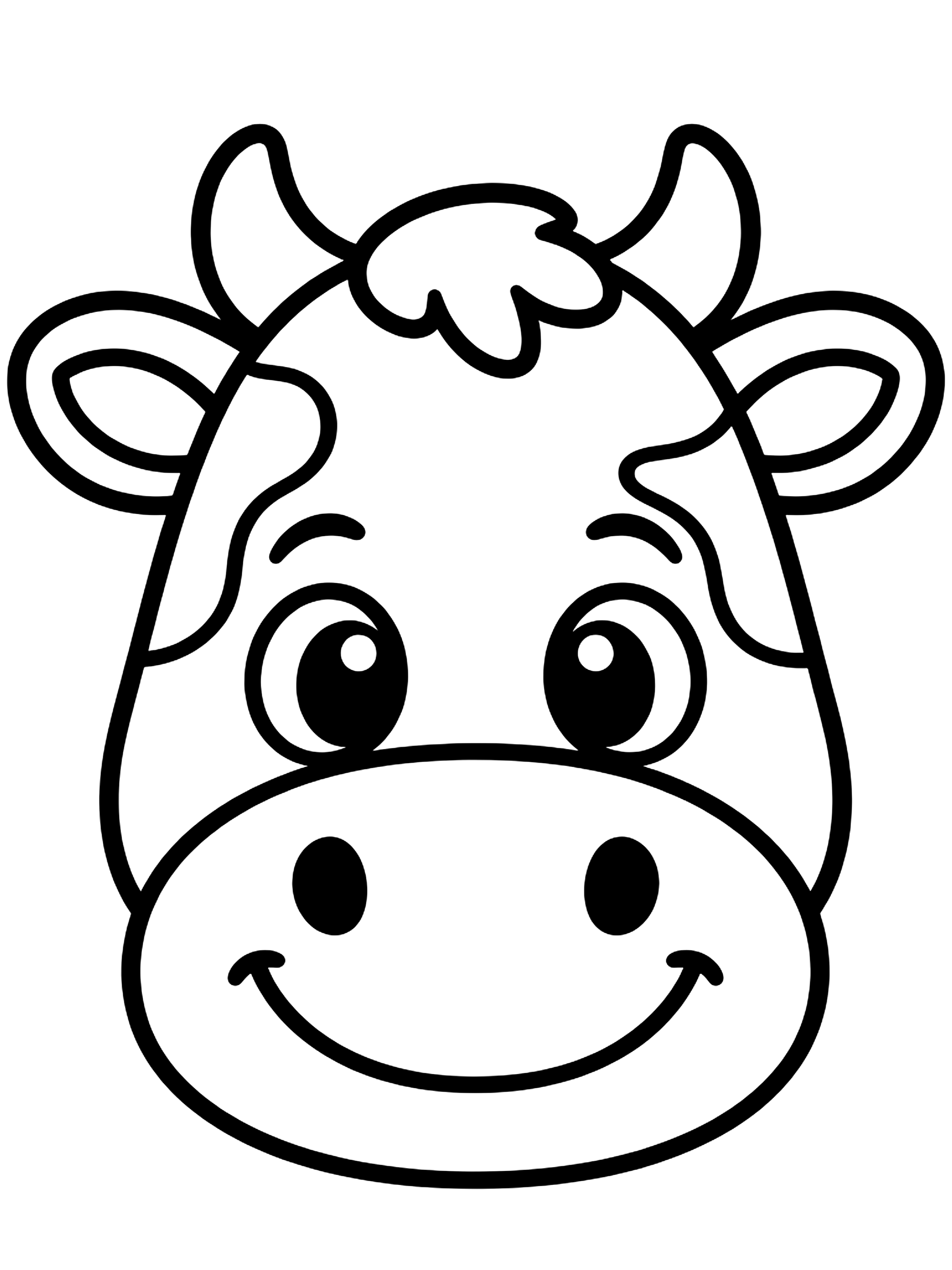 Easy Smiling cow face coloring page