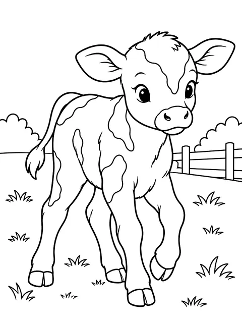Calf taking its first steps coloring page