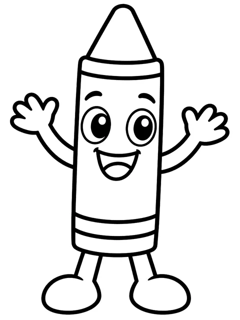 Easy Smiling crayon with arms and legs coloring page