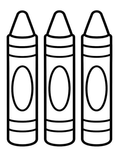 Easy Three crayons side by side coloring page