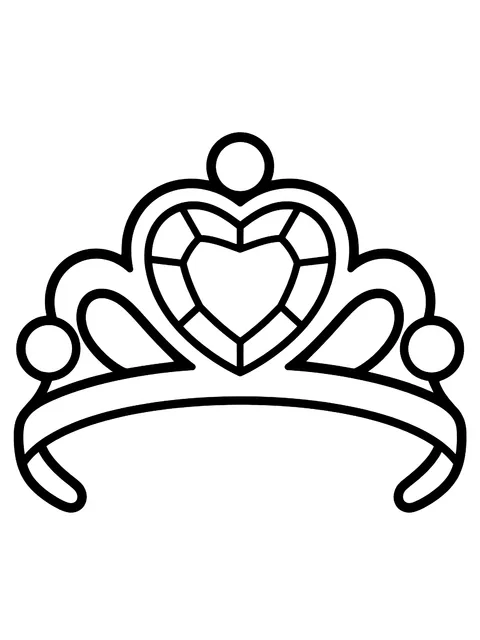 Easy Tiara with a heart jewel coloring page