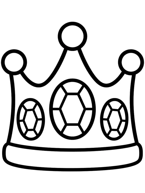 Easy Crown with three big jewels coloring page