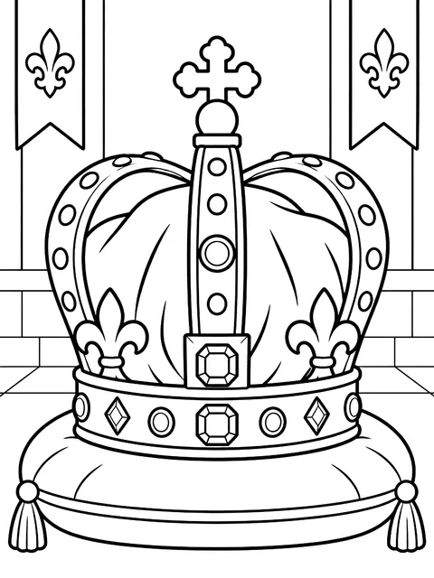 King's crown with a velvet cap coloring page