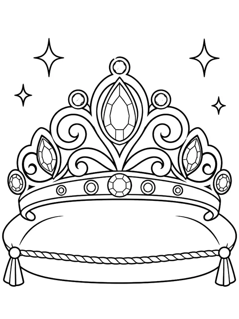 Jeweled tiara with swirls coloring page