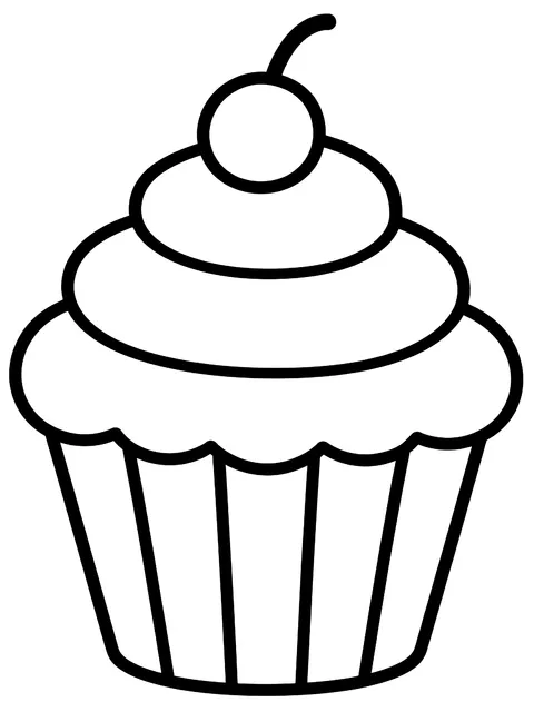 Easy Plain cupcake to decorate coloring page