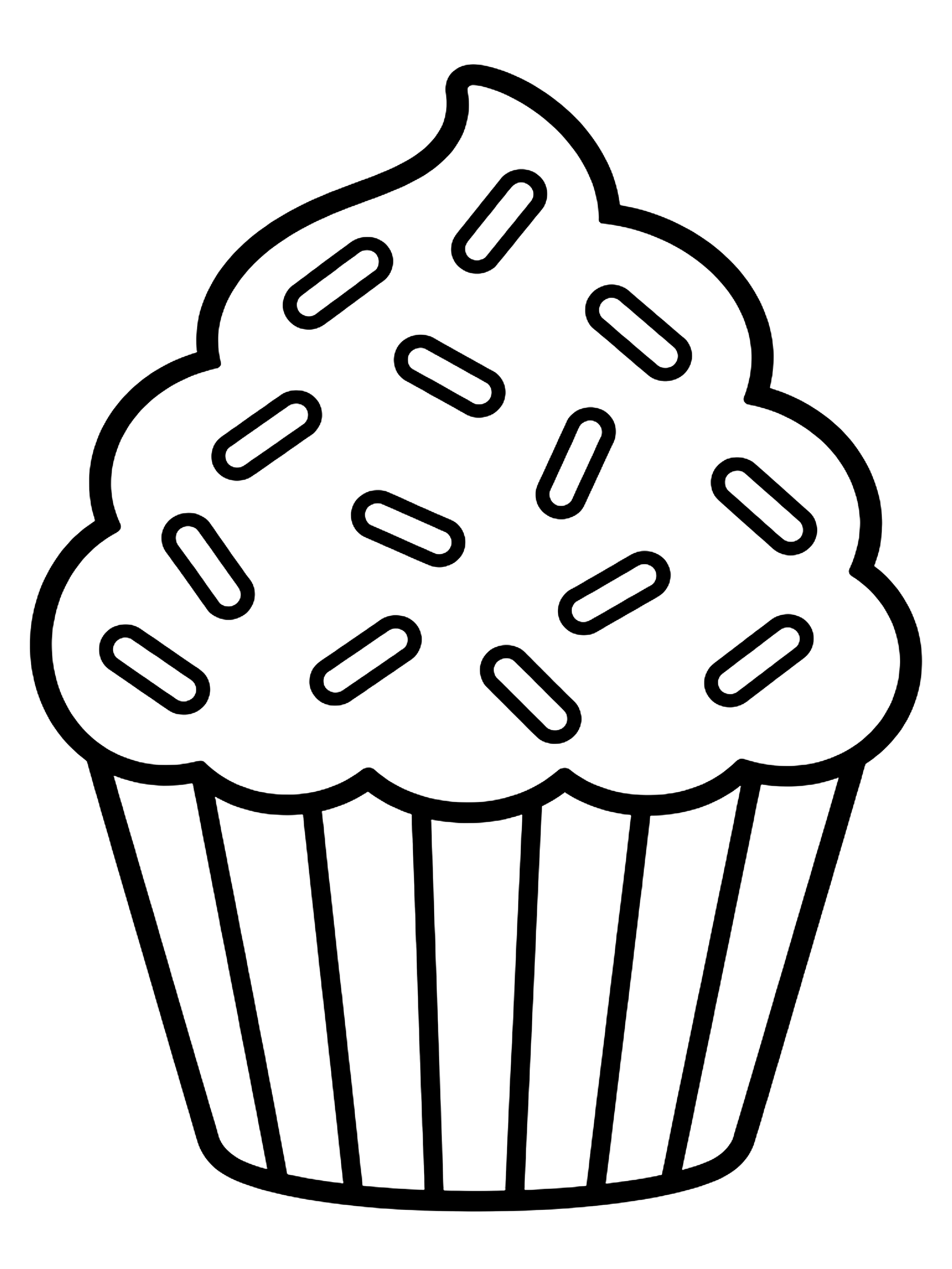 Easy Cupcake covered in sprinkles coloring page