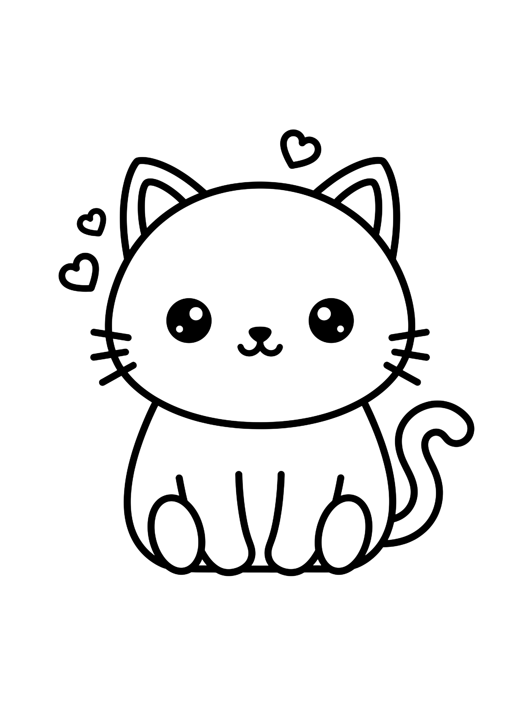 Easy Kawaii cat coloring page