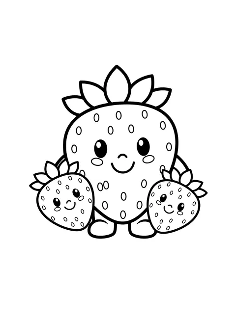 Easy Strawberry friends coloring page