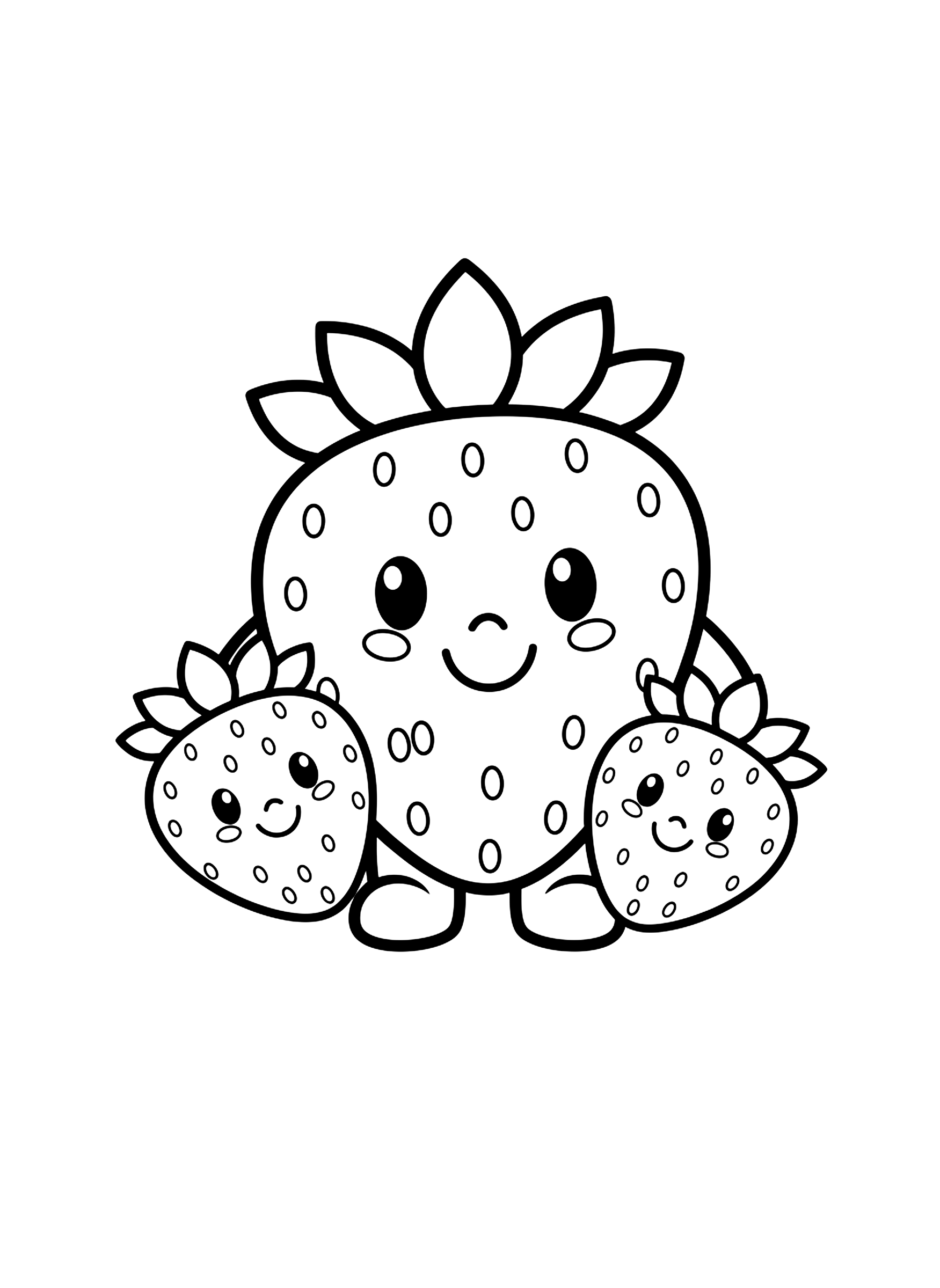 Easy Strawberry friends coloring page