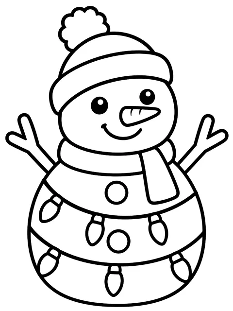 Easy December title page hung with lights coloring page