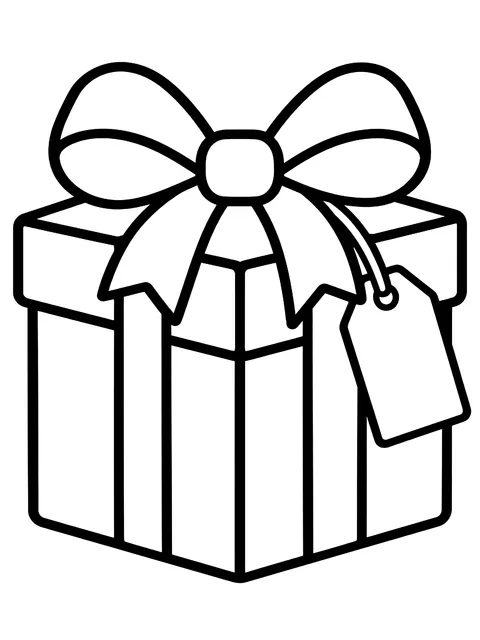 Easy Wrapped gift with a tag coloring page