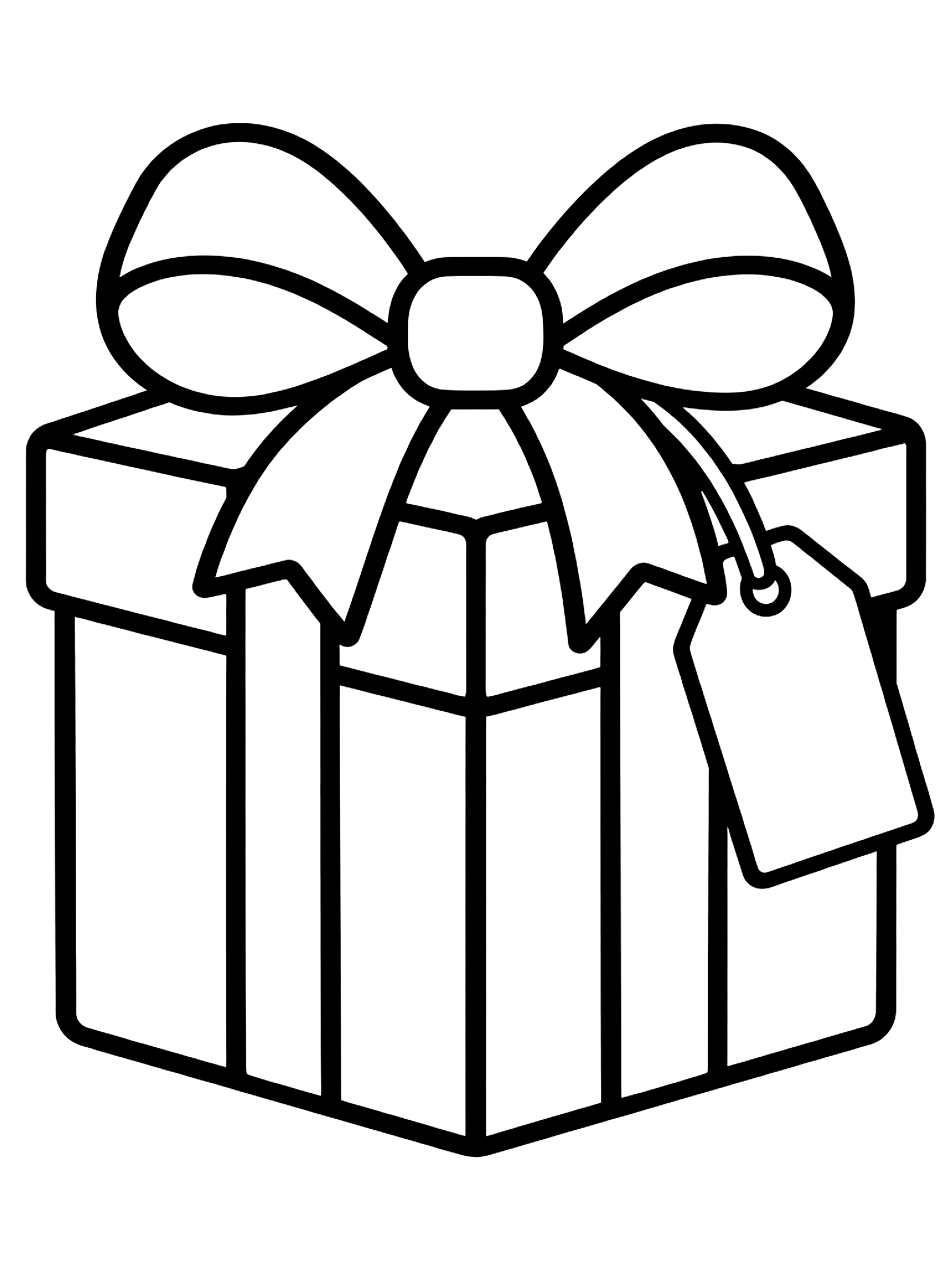 Easy Wrapped gift with a tag coloring page