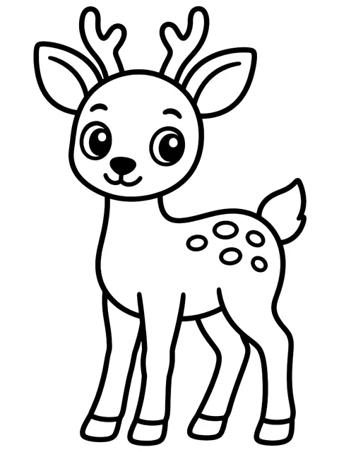 Easy Simple deer standing coloring page